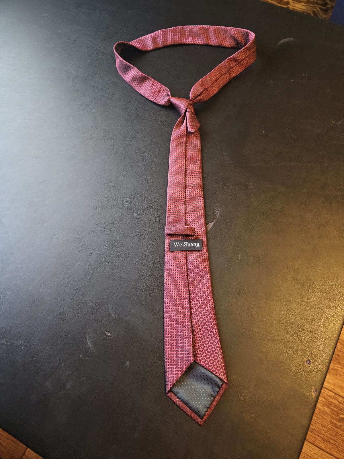 WEISHANG Handmade 100% Silk Tie Men’s Red White Necktie NEW