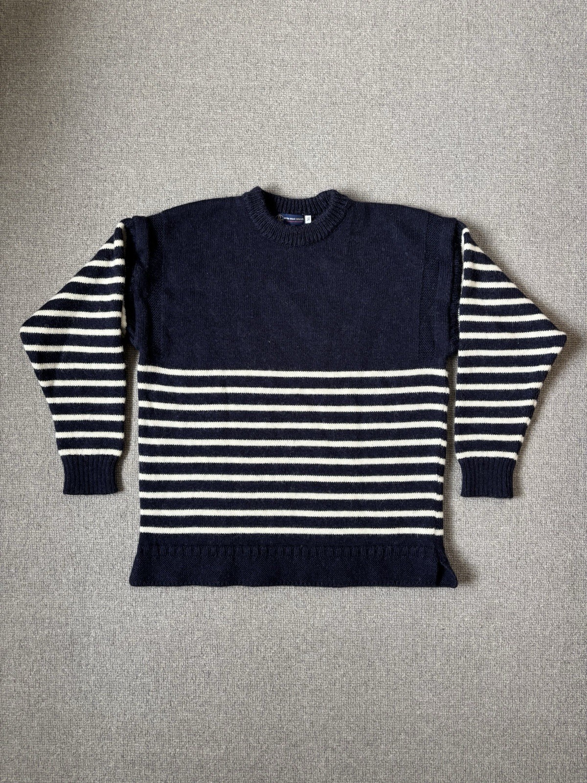 Traditional Guernsey British Wool Naturally Fisherman Jumper Striped Gansey XL