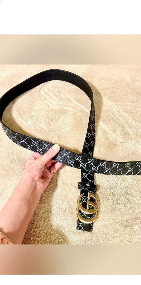 Black GG Leather Belt