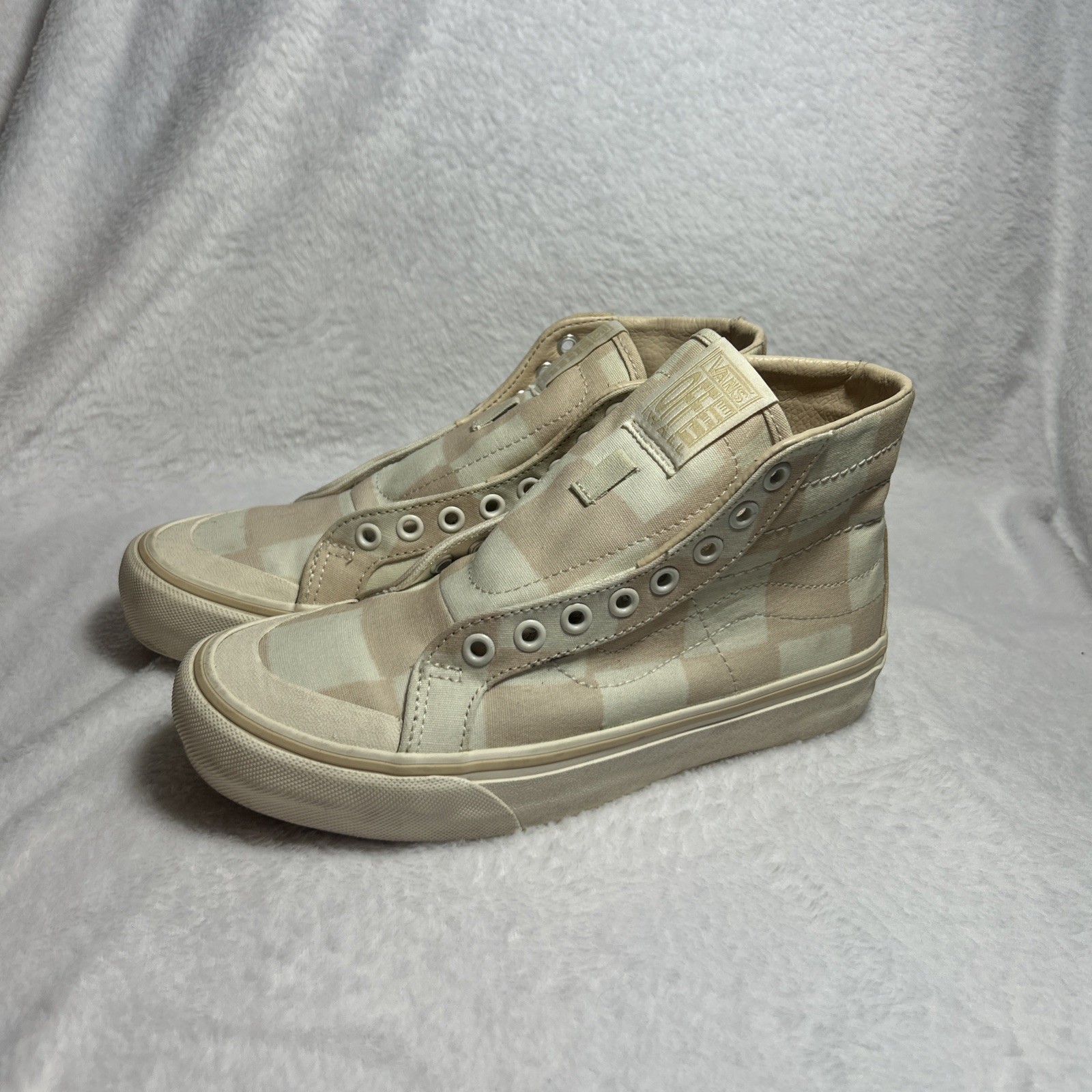 Vans Sk8-Hi 138 Decon SF Big Check Macadamia Marshmallow Men 5.5 Women 7 Cream