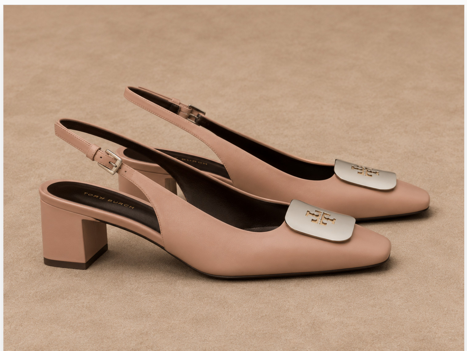 Tory Burch Georgia Slingback Pump 55mm Patent Leather Pink Brick 650 Size 8M