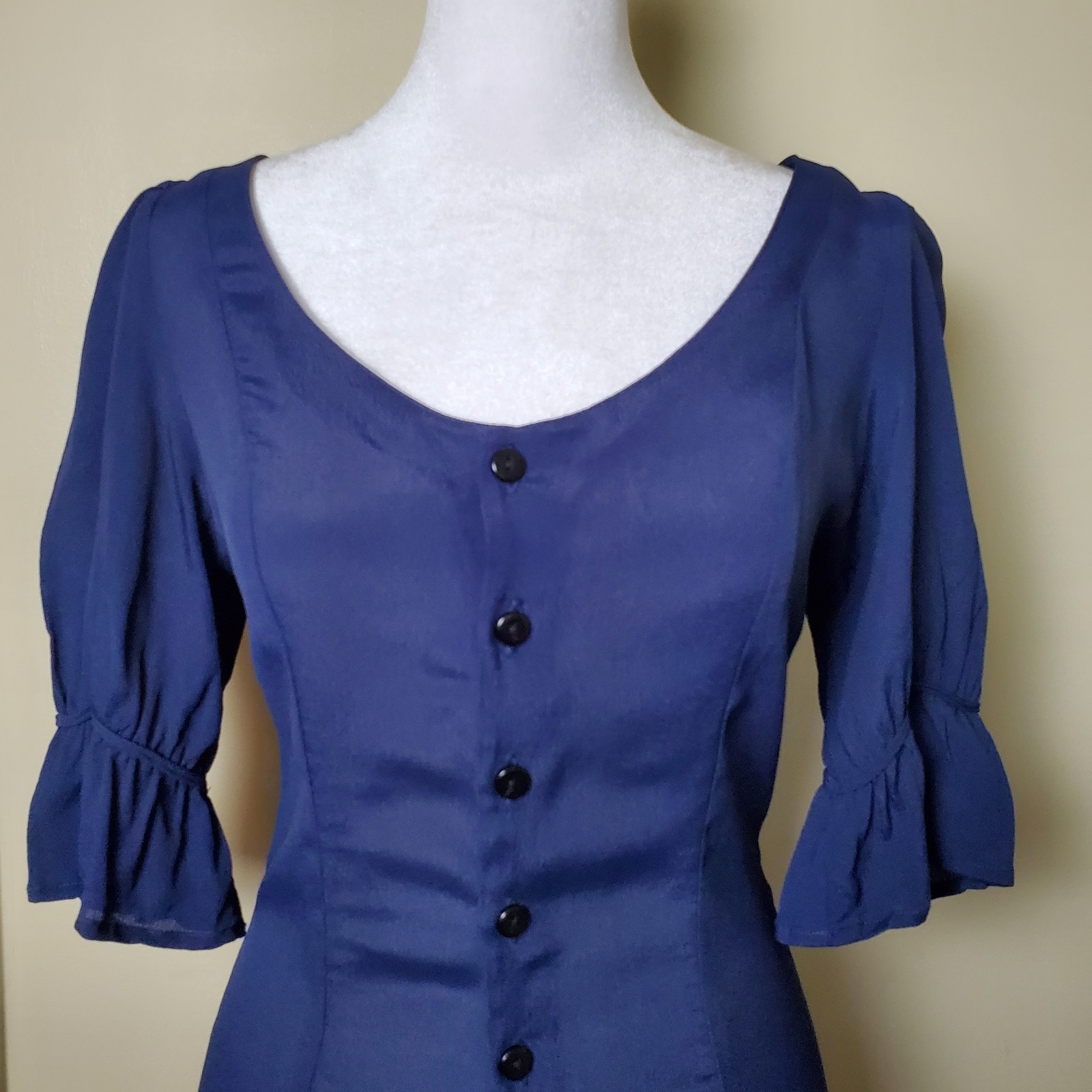 Christy Dawn Lennon Dress Midnight Navy Blue Small Semi Sheer Guazy Midi Maxi