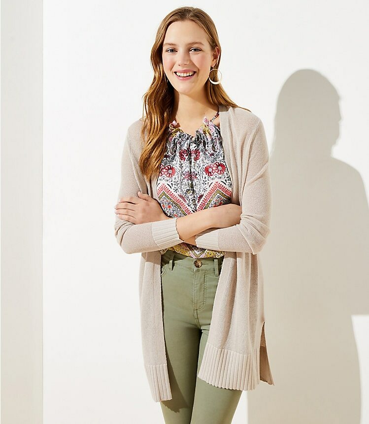 Loft Petite Casual Duster Cardigan Sweater NEW Linen Blend All Seasons PS-PL