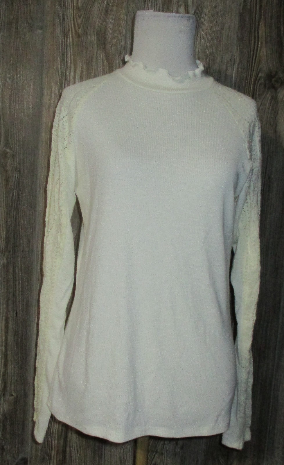Maurices Long Sleeve Lace Sleeves Top Ivory Womens Size Medium