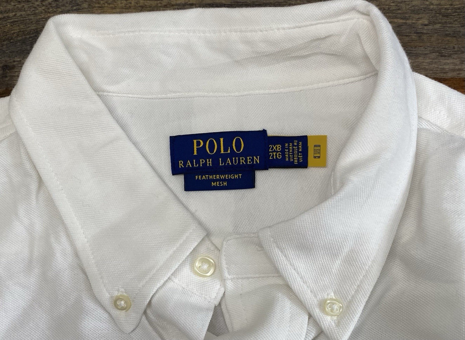 Polo Ralph Lauren Featherweight Button Down Mesh Shirt White Big & Tall Sz 2XB