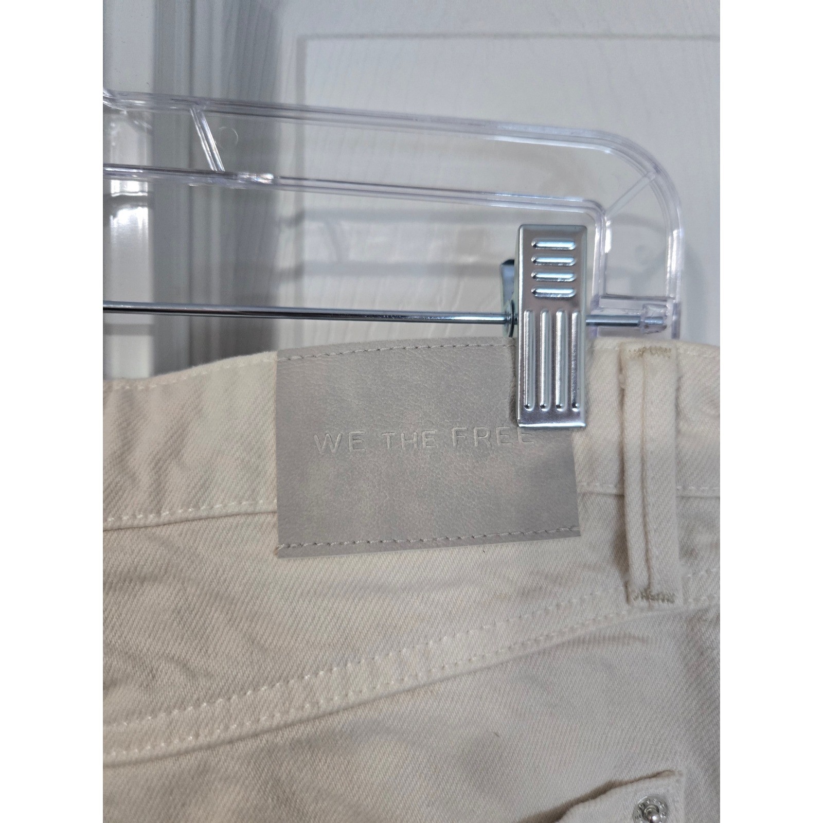 We The Free Free People Wide Leg Raw Hem Jeans Cream Off White Size 26