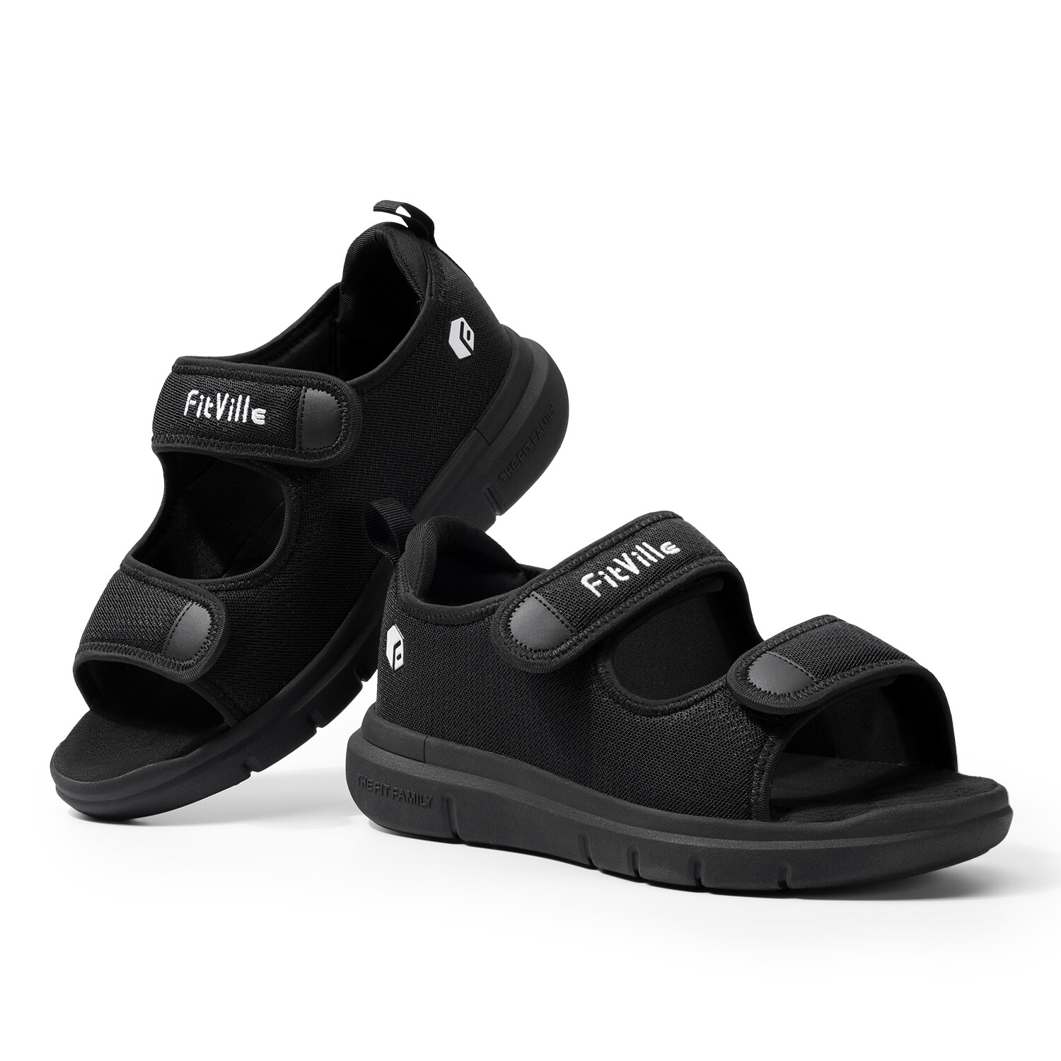 FitVille Men Diabetic Sandals Wide Width Edema Shoes w/ Adjustable Strap Slipper