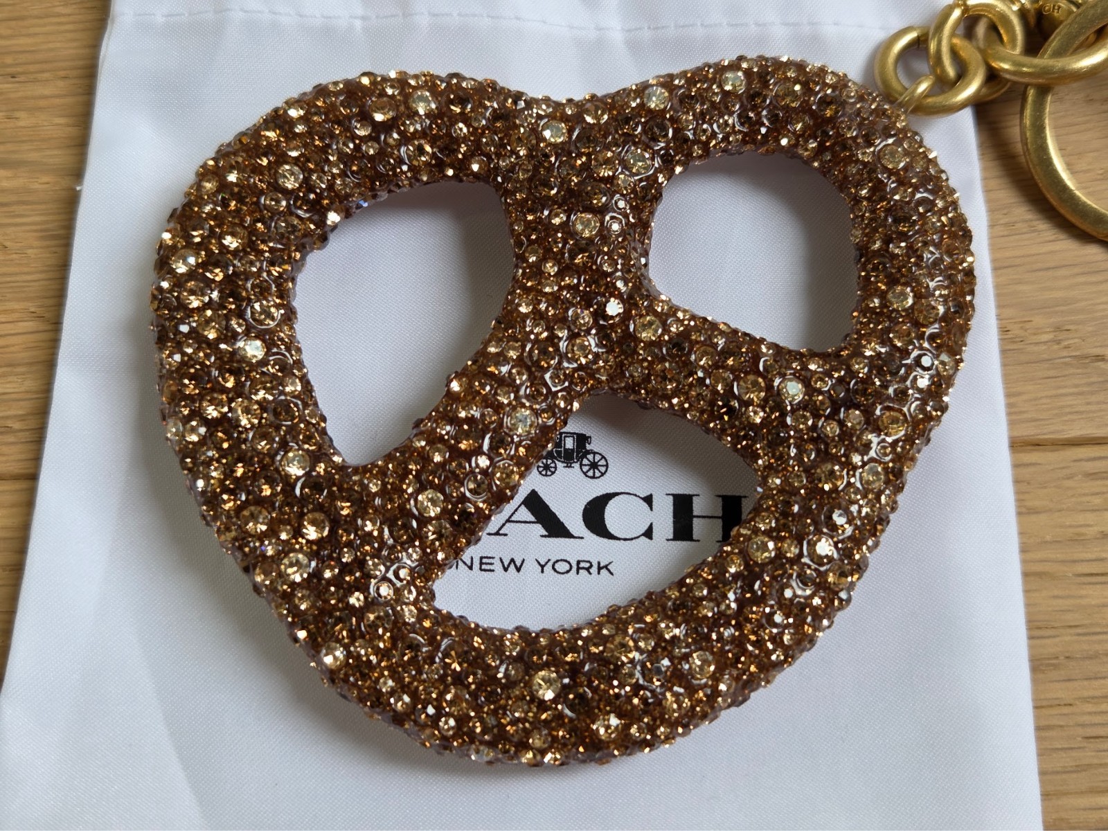 Coach Large Crystal Pretzel Bag Charm | CCY89 | Brand New