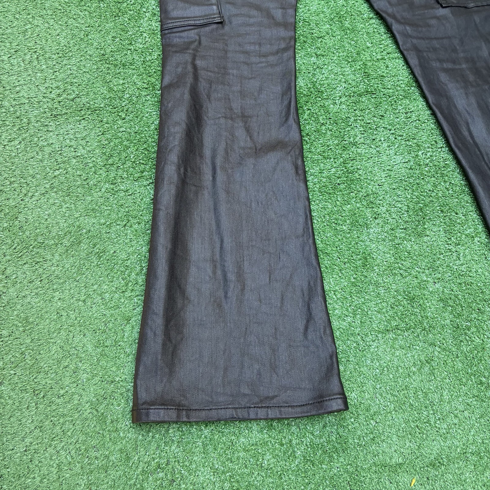 Purple Brand P004 Wax Coated Designer Cargo Jeans Button Fly Sz 33×32