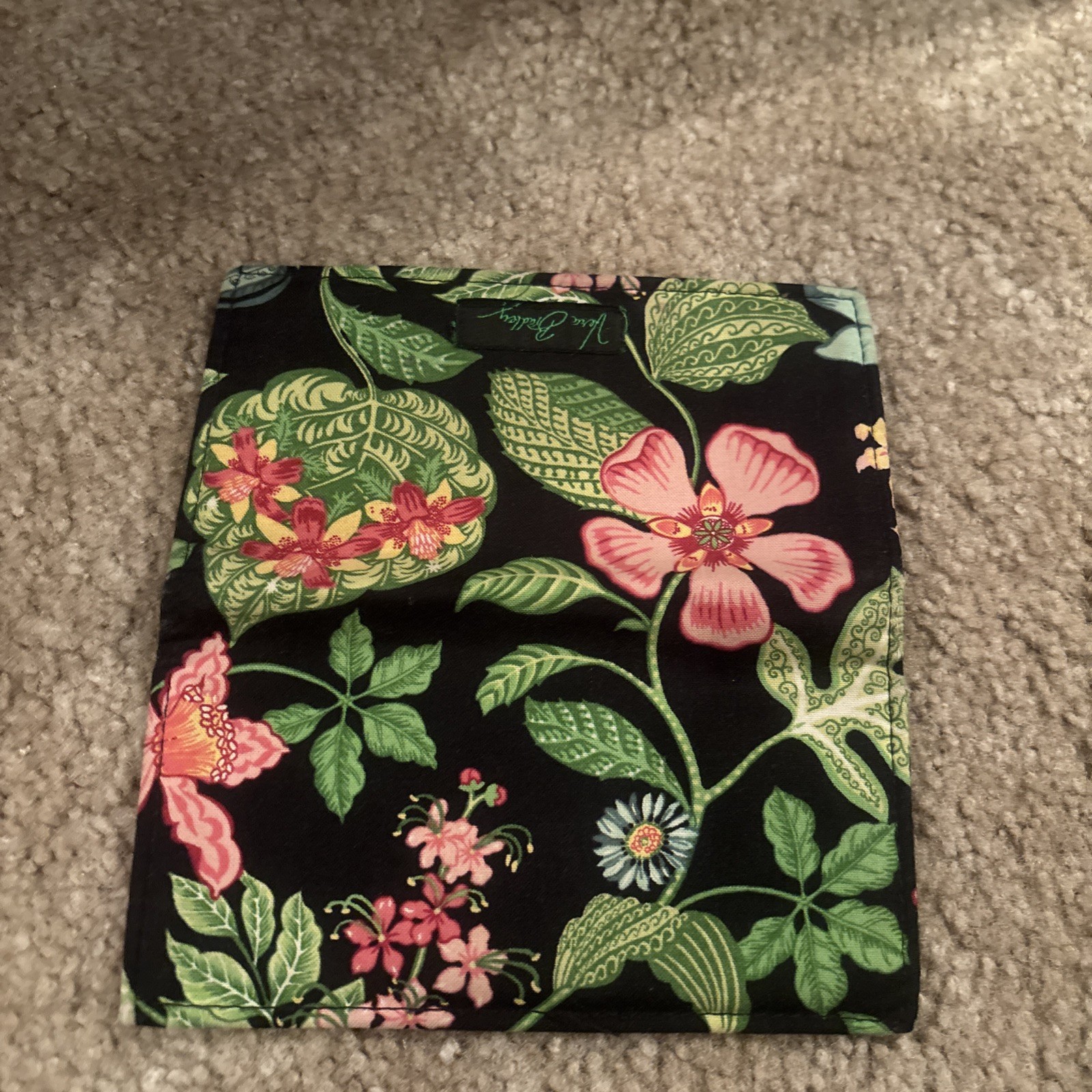 Vera Bradley “Botanica” Checkbook Cover Floral & Black Retired 3.5 X 6.75″