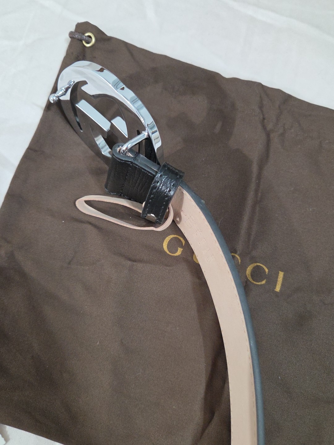 Gucci Black Green Red Striped Belt Size 38-40 IT 110CM Silver Buckle