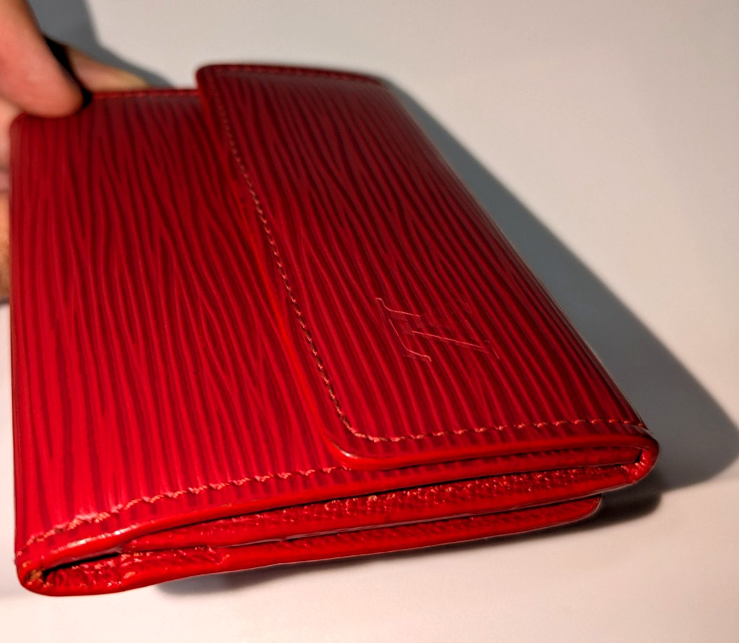LOUIS VUITTON EPI LUDLOW RED LEATHER WALLET COIN POUCH CARD HOLDER CASE TRIFOLD