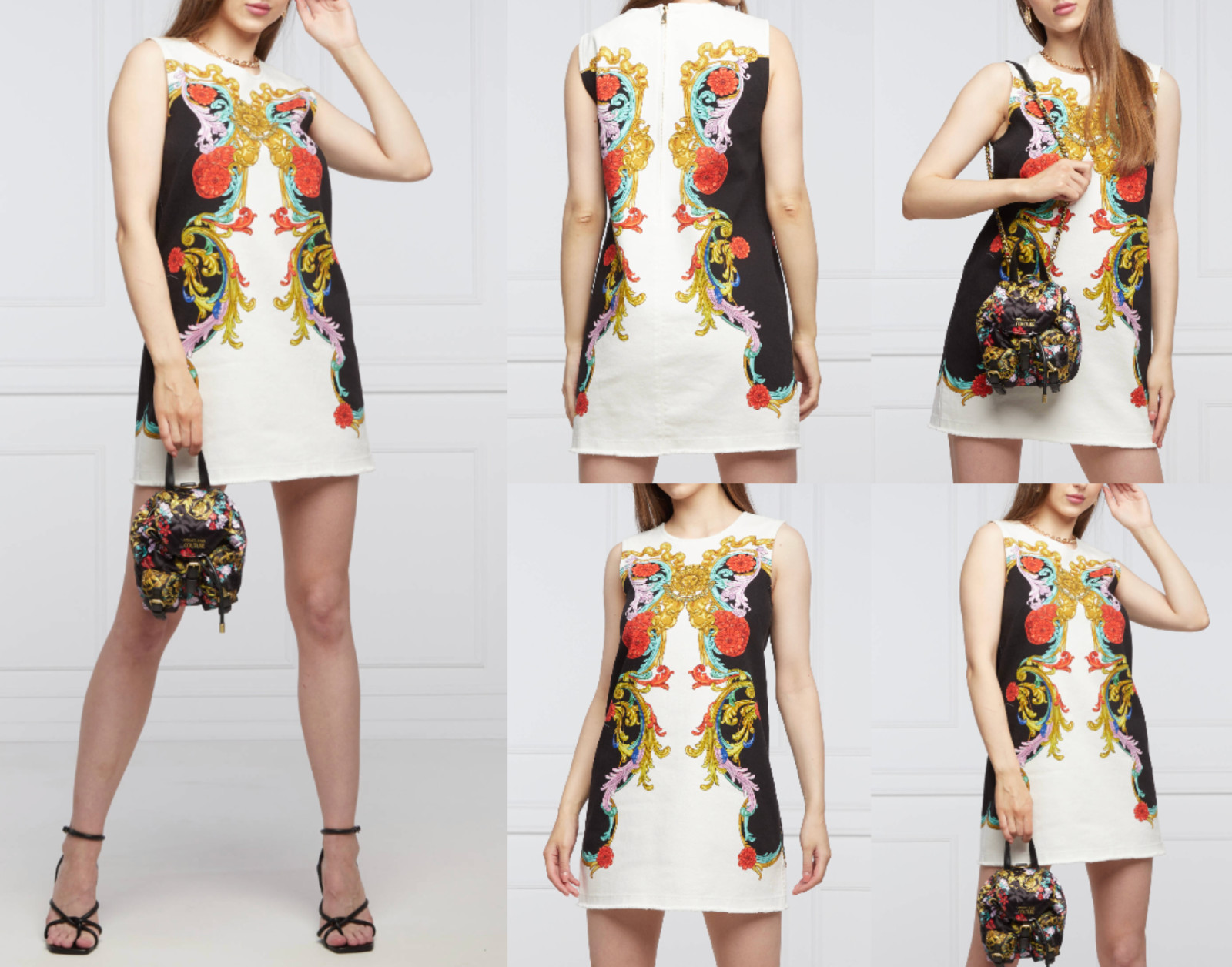 VERSACE JEANS COUTURE BULL PANEL SUN BAROQUE Denim Dress Denim Dress Mini Dress S