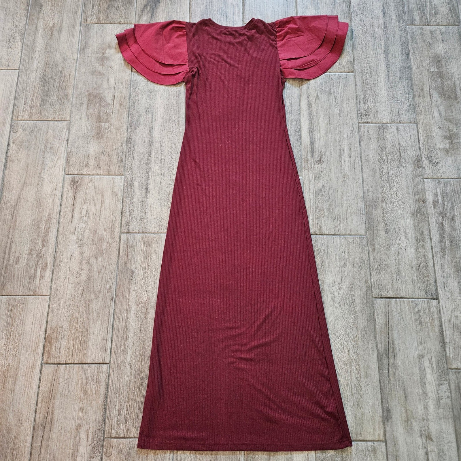 Petal and Pup Cally Ruffle Sleeve Maxi Dress Size M NEW Romantic Ribbed Date