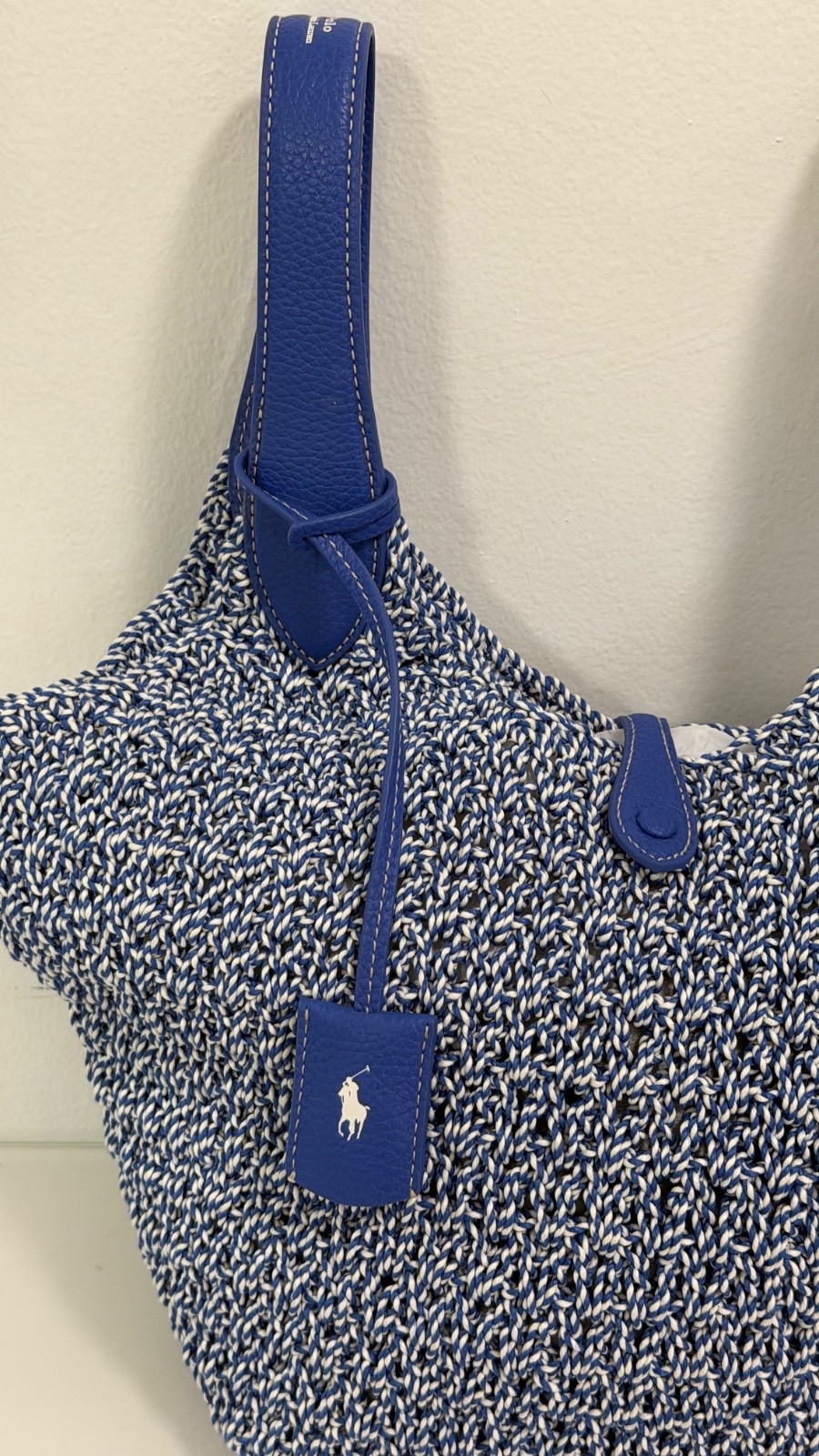 Polo Ralph Lauren- Polo Play Cord Tote Bag in Optic White / Bright Blue
