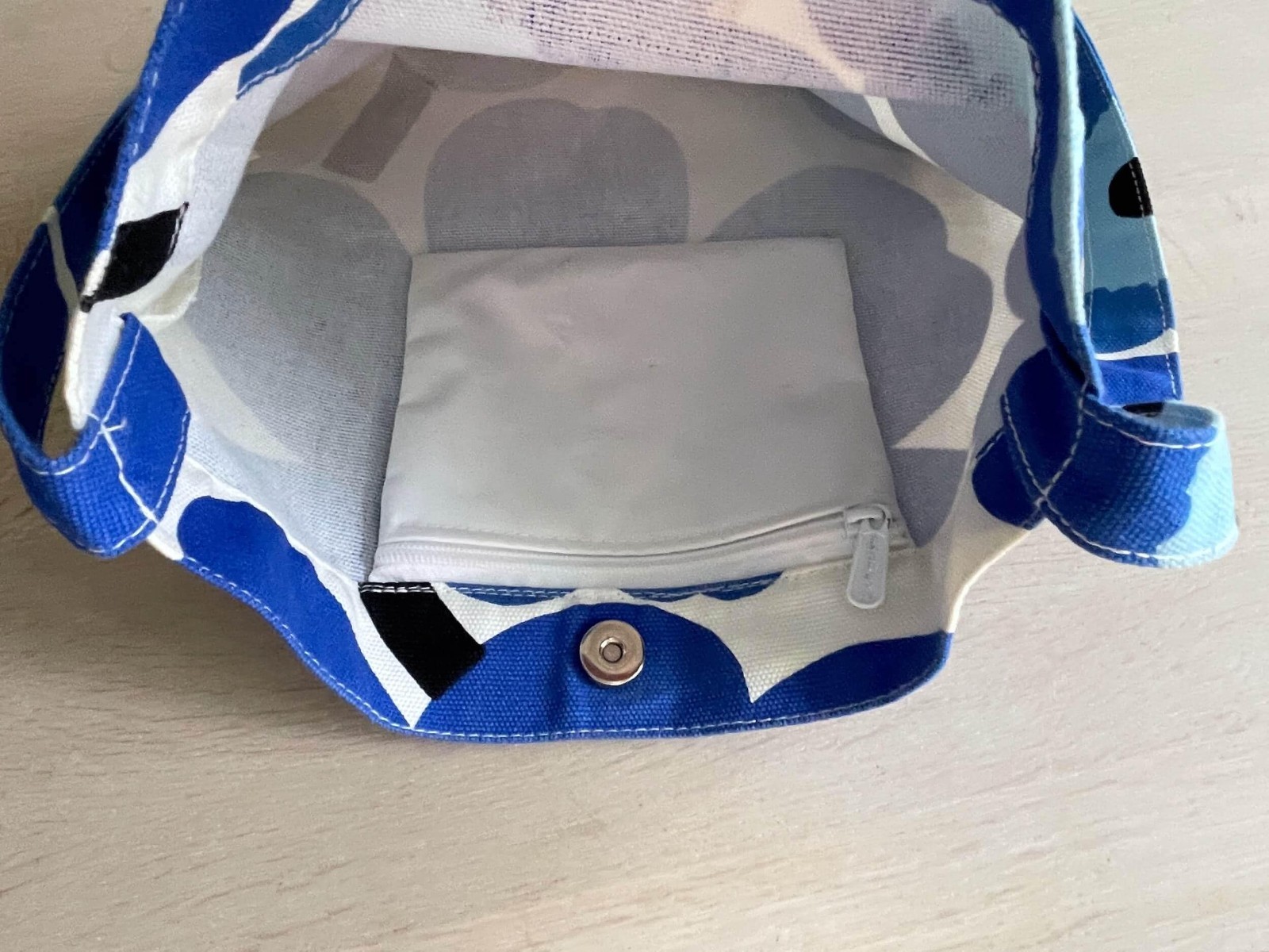 Blue MARIMEKKO Unikko Vintage Canvas Shoulder Bag, Floral Poppy Crossbody bag
