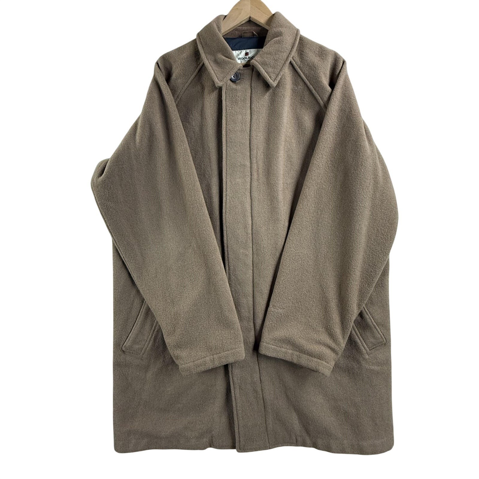 Woolrich Coat Mens Medium Brown Wool Overcoat Full Zip 22704 Nutmeg Lined Winter