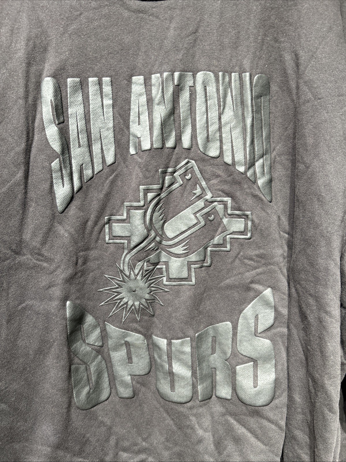 Mitchell & Ness San Antonio NBA Spurs Logo Crewneck Sweatshirt Black Sz 2XL