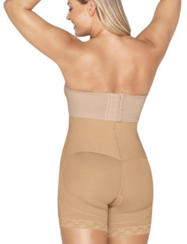 Leonisa E5020 Strapless Bodysuit Shaper Short with Booty Lifter Beige Size M
