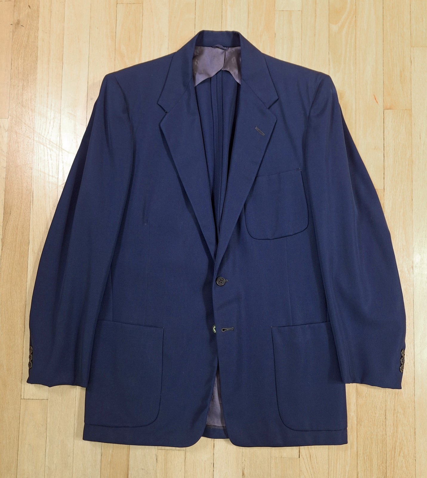 VTG Classic 1950s Rayon Gab Dark Blue 2 PC Suit. 40-41 NICE