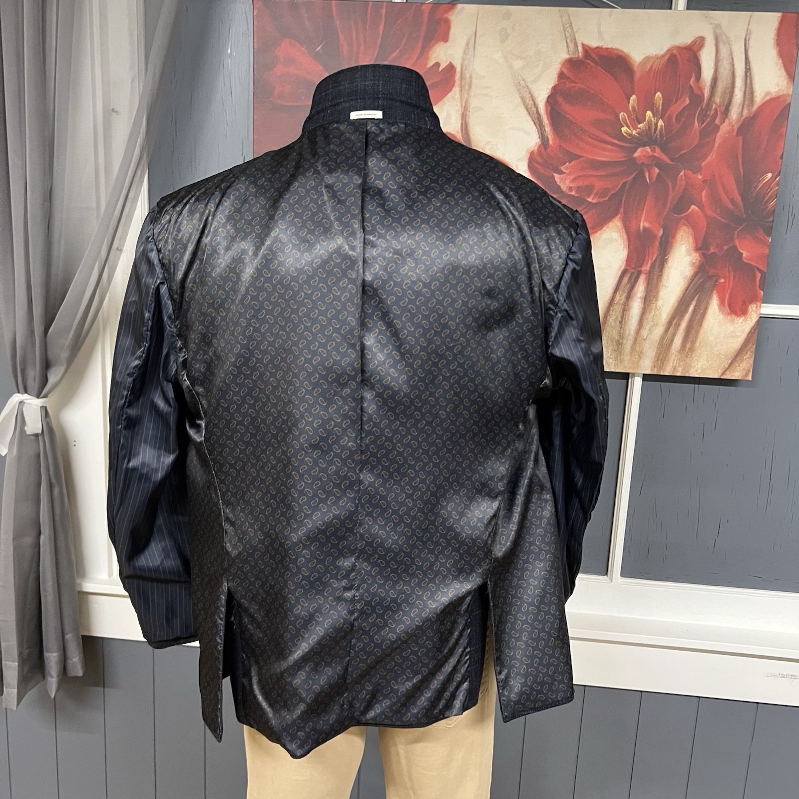 Joseph Abboud Blazer Sport Coat Mens 50S Short Wool Navy/Black/Brown Flannel