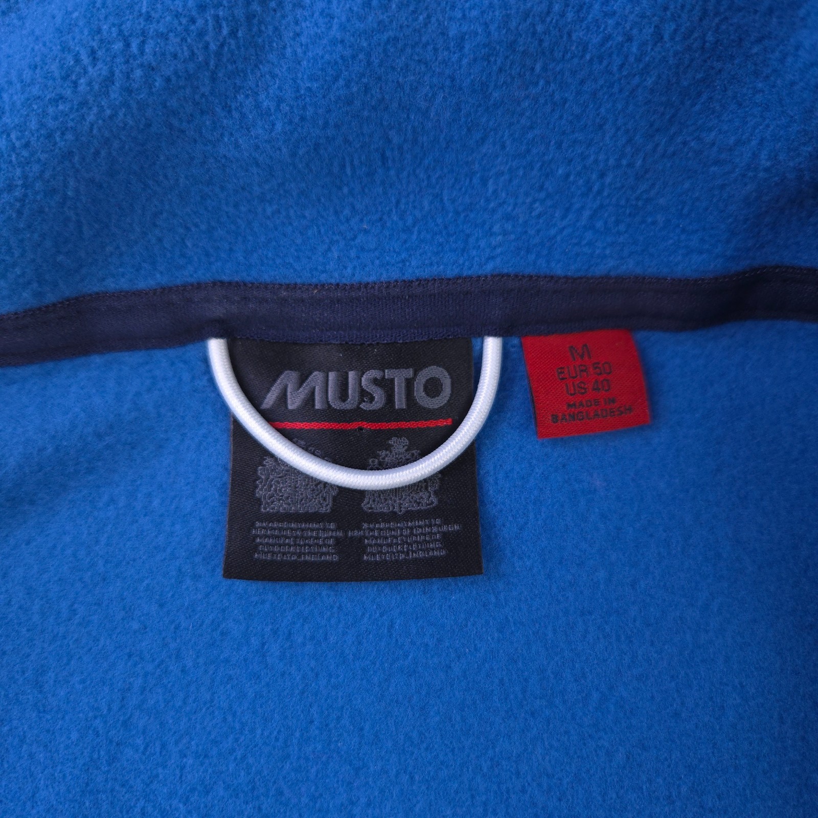 Musto Fleece Sweater Mens Medium Pullover Half Zip Sailing Mock Neck Blue GUC