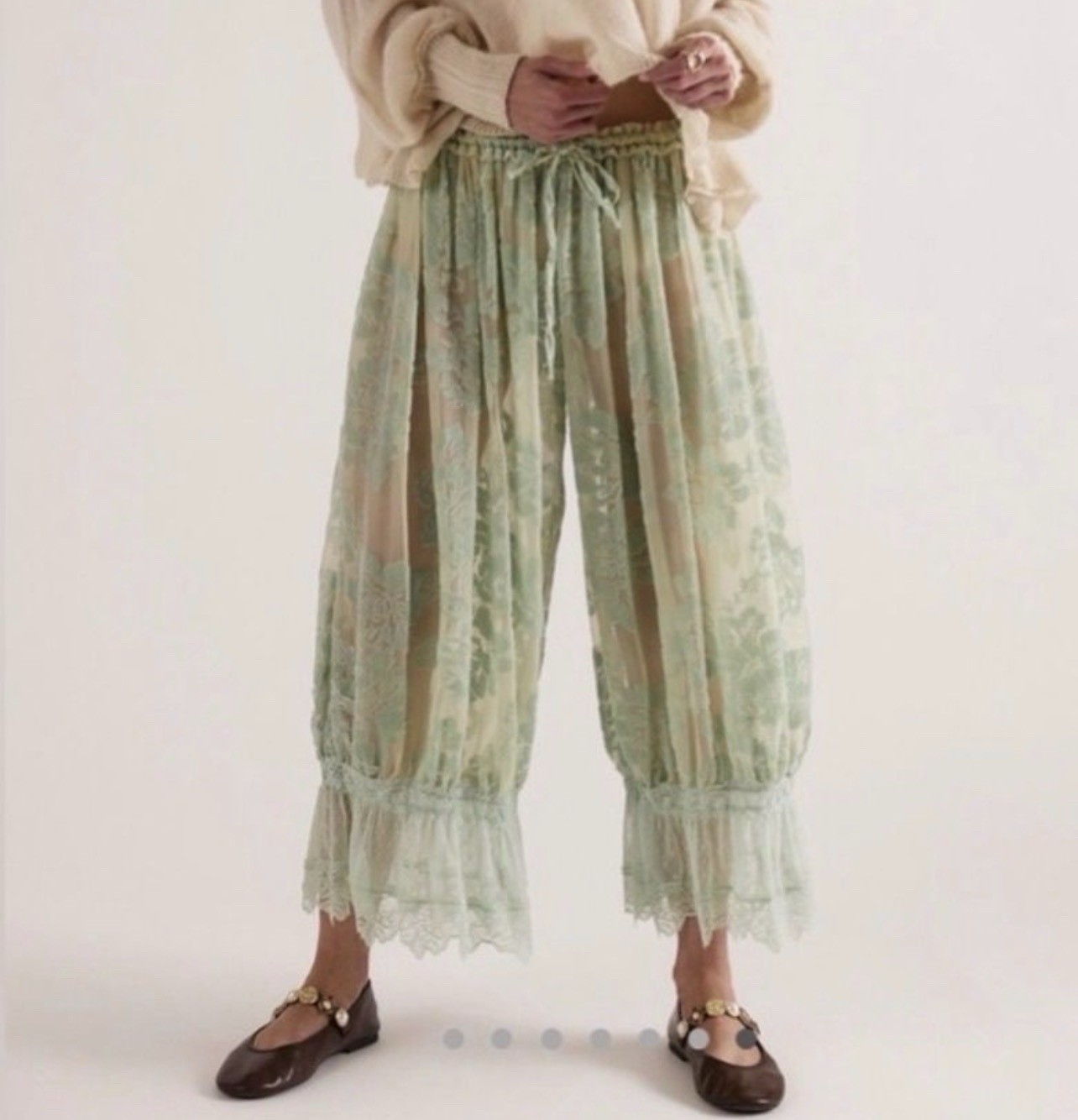Free People Forever Young Bloomer Pant Velvet Burnout Bloomer Sheer Lace Large