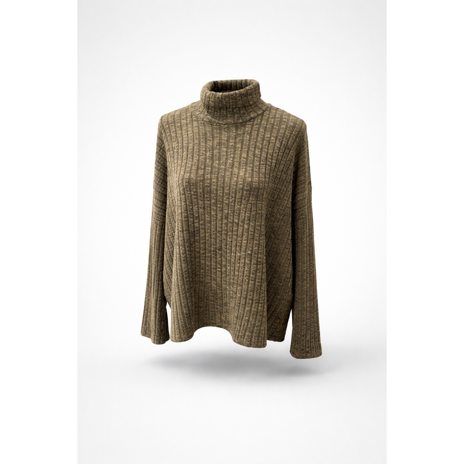 American Eagle Outfitters Womens Ribbed Turtleneck Sweater Olive Green Marl Med