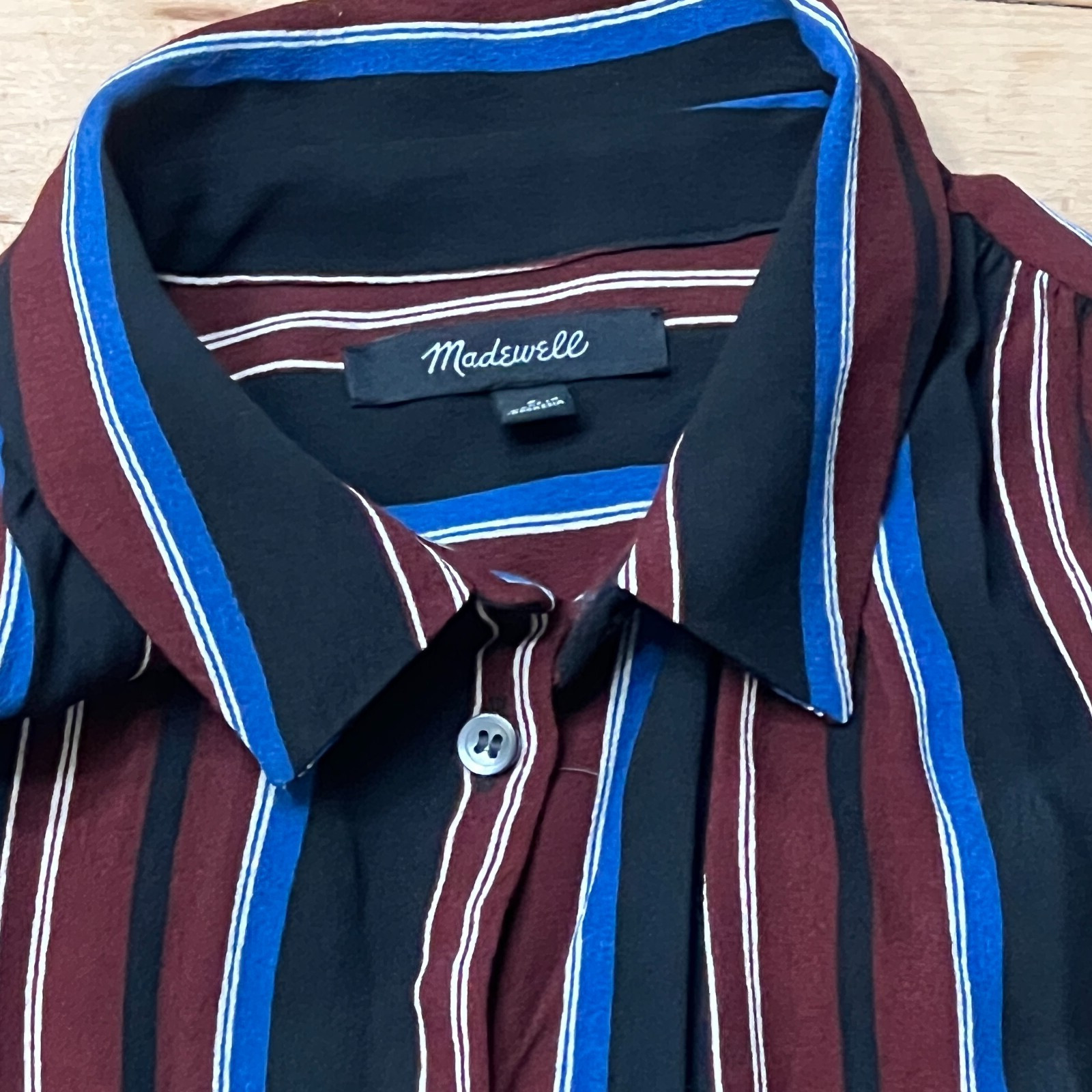 Madewell Blouse Womens Small Multi Striped Sleeveless Button Up Top Relaxed Fit