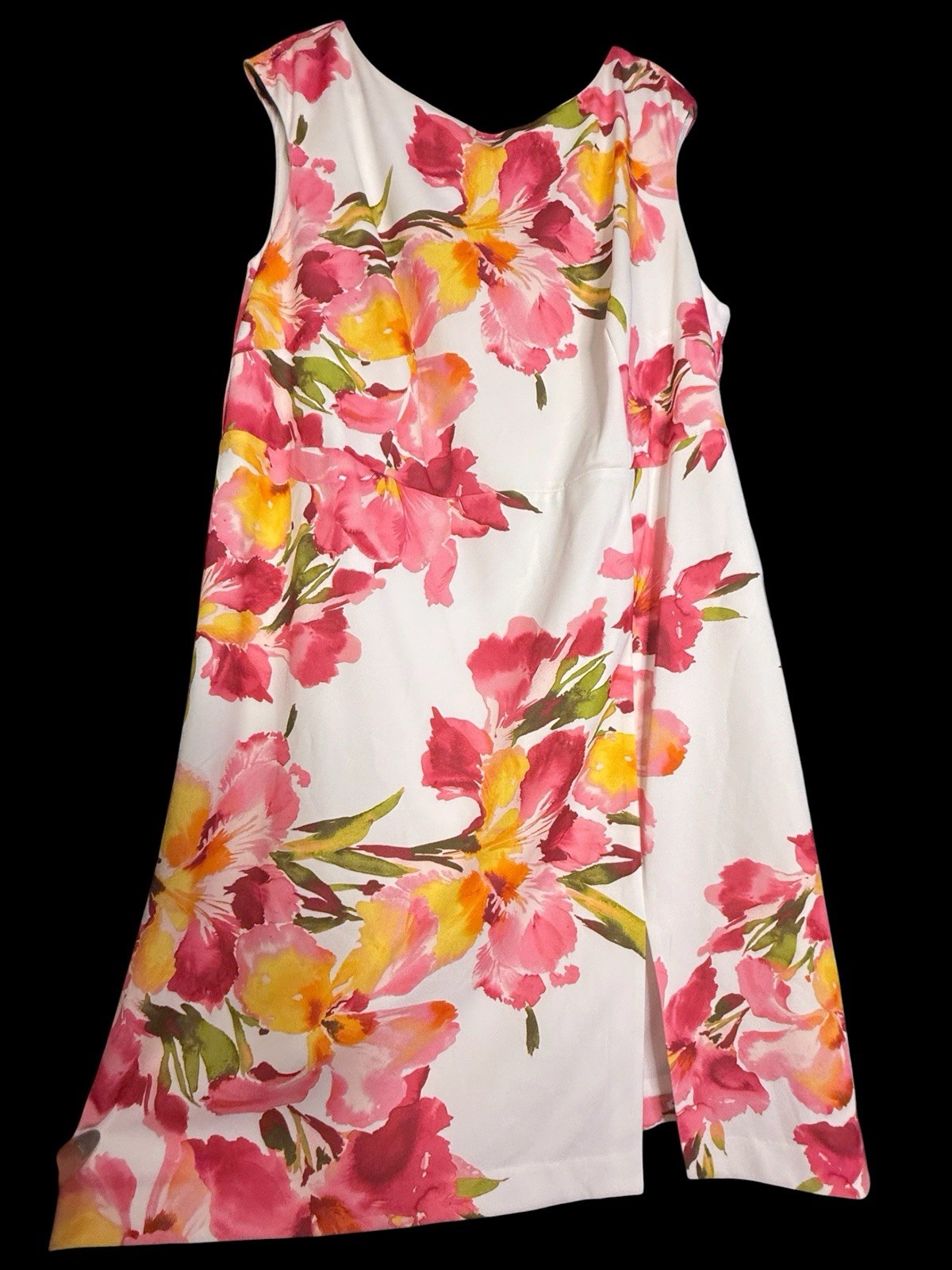 Eliza J Boat-neck Sleeveless Floral Print Sheath Dress Pink Yellow NWT Sz 22W
