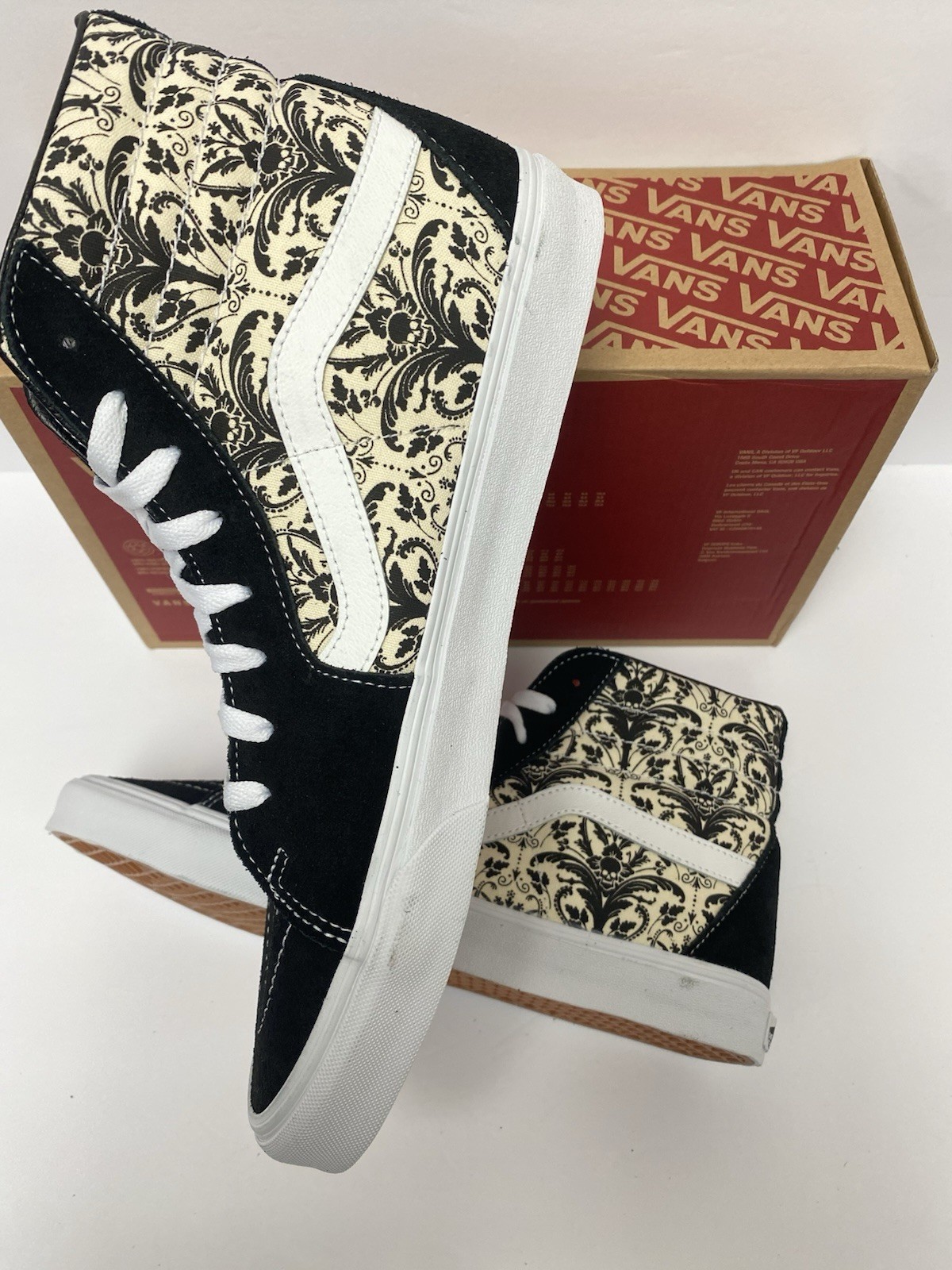 VANS M 13 SKATE Sk8 Hi Skull Tapestry Black Bone Skate Shoes New In Box !!