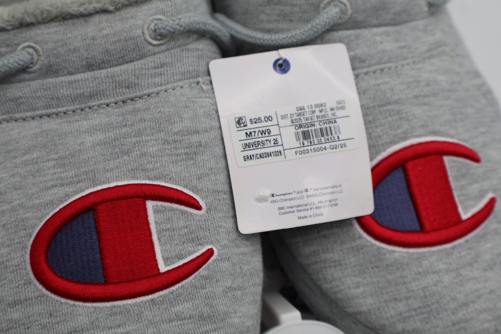 Champion Black, Blue & Grey Logo Slip-On Slippers Faux Fur Lined Non-Slip W9/M7
