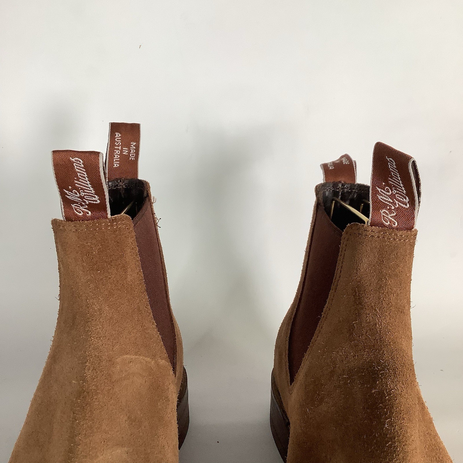 R.M. Williams Comfort Craftsman Suede Chelsea Boots in Brown / Size AU 8C / US 9