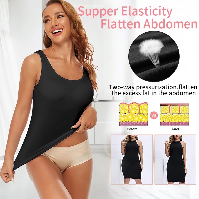 Women Slimming Cami Padded with Built-in Bra Vest Tank Top Body Shaper Shapewear