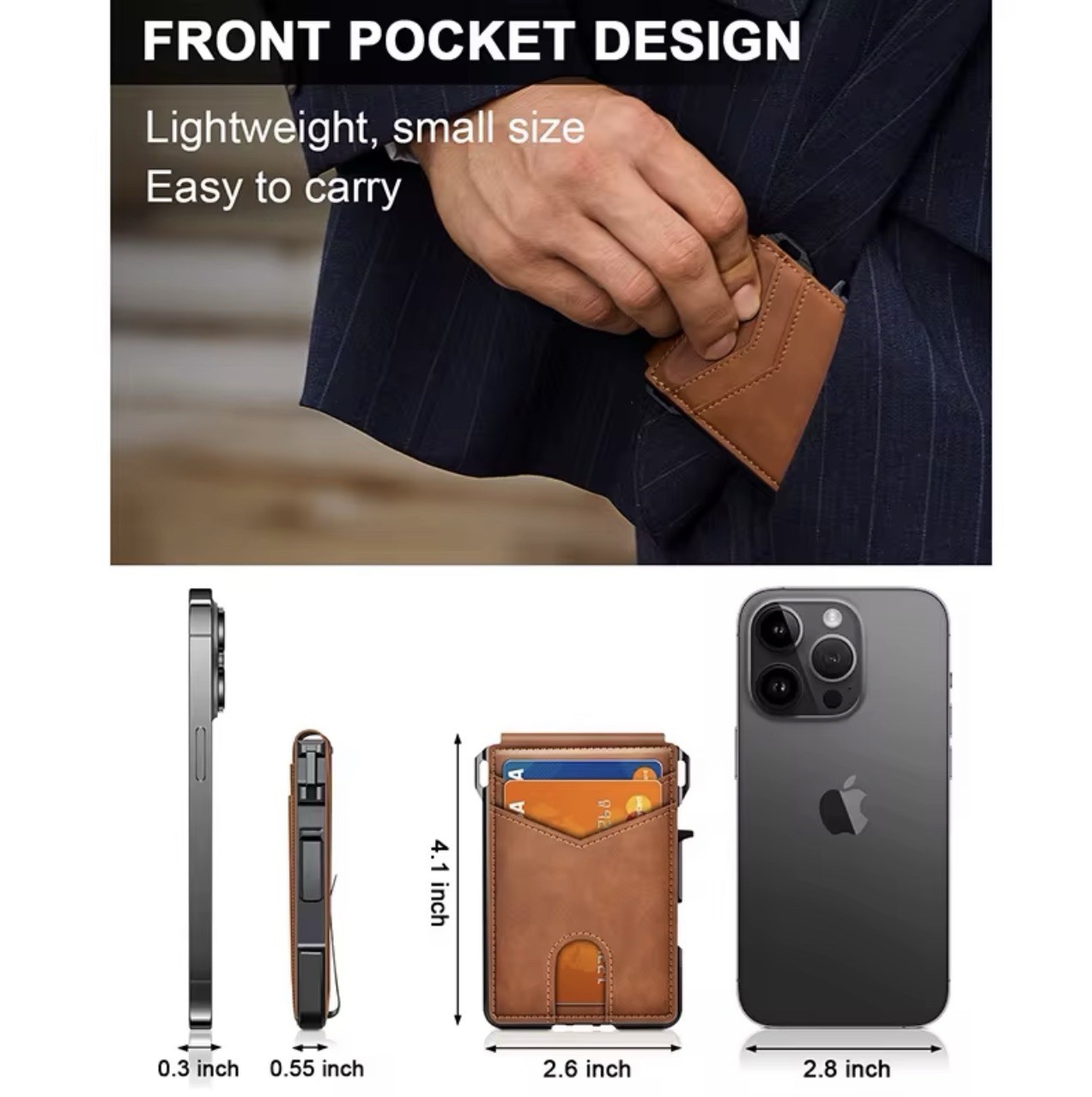 Smart Pop Up Wallet for Men RFIDBlocking Slim Metal Card Holder withID Window
