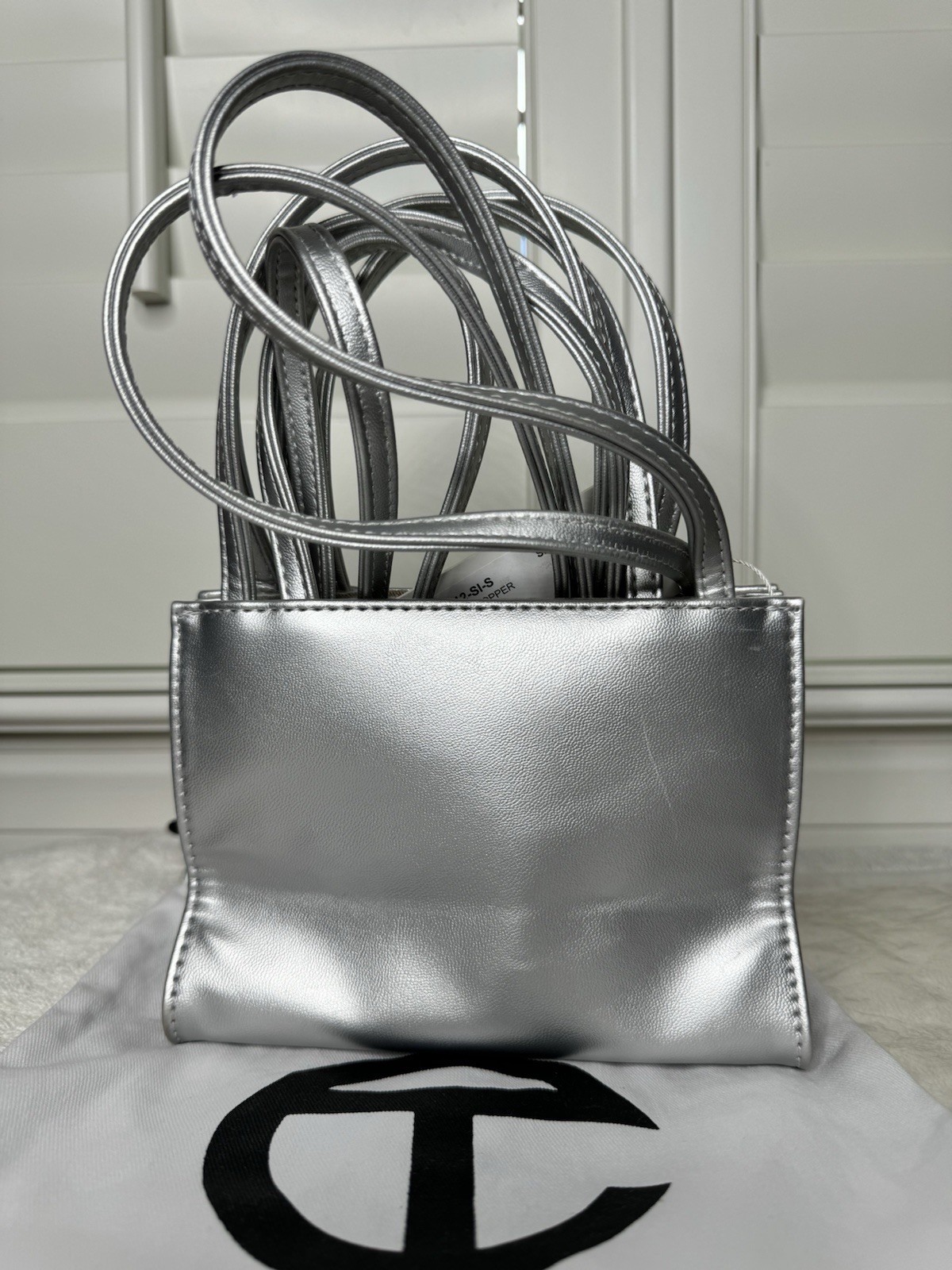 Telfar Small Shopping Bag Silver Shoulder Bag Dust Bag Included