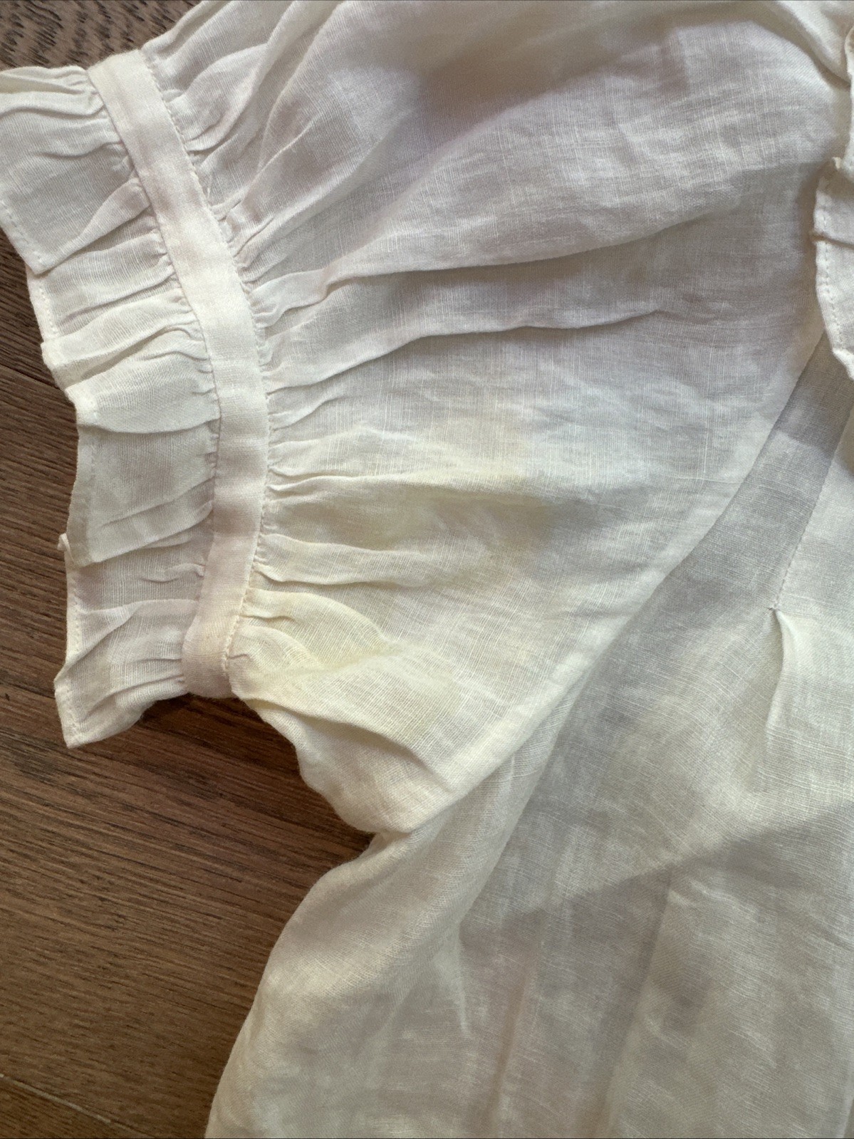 Doen Sparrow Top Small White Ramie Puff Sleeve RARE Cropped