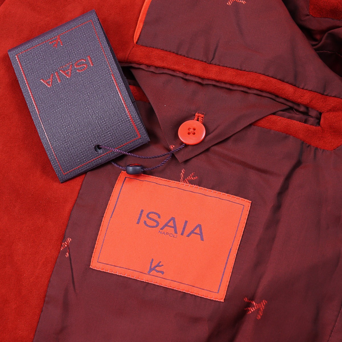Isaia Red Soft Nappa Lambskin Suede Leather Blazer Jacket Slim L (Eu 52) NWT