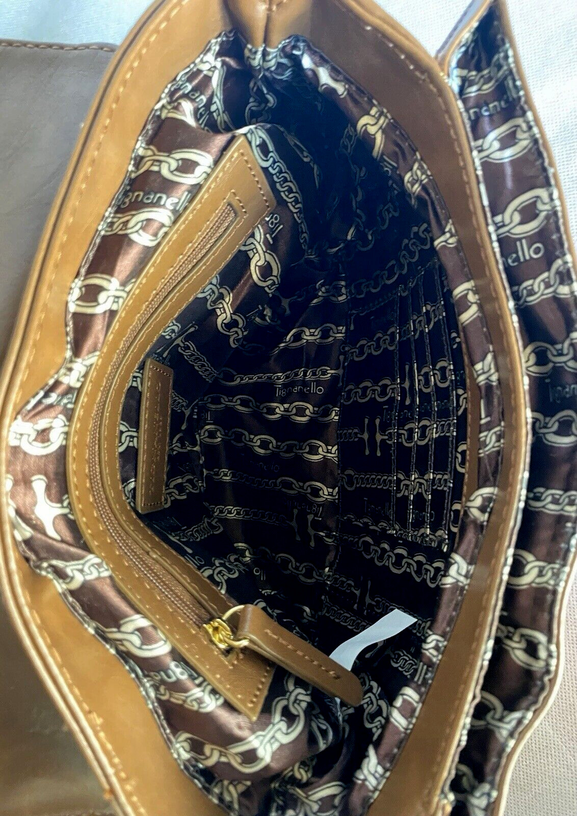 TIGNANELLO Loredo Burnt Orange & Brown Leather Crossbody Saddle Bag Purse