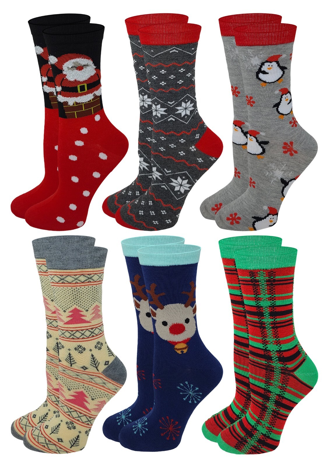 Sumona 6 Pairs pack Women Bright Colorful Fancy Design Novelty Crew Socks 9-11