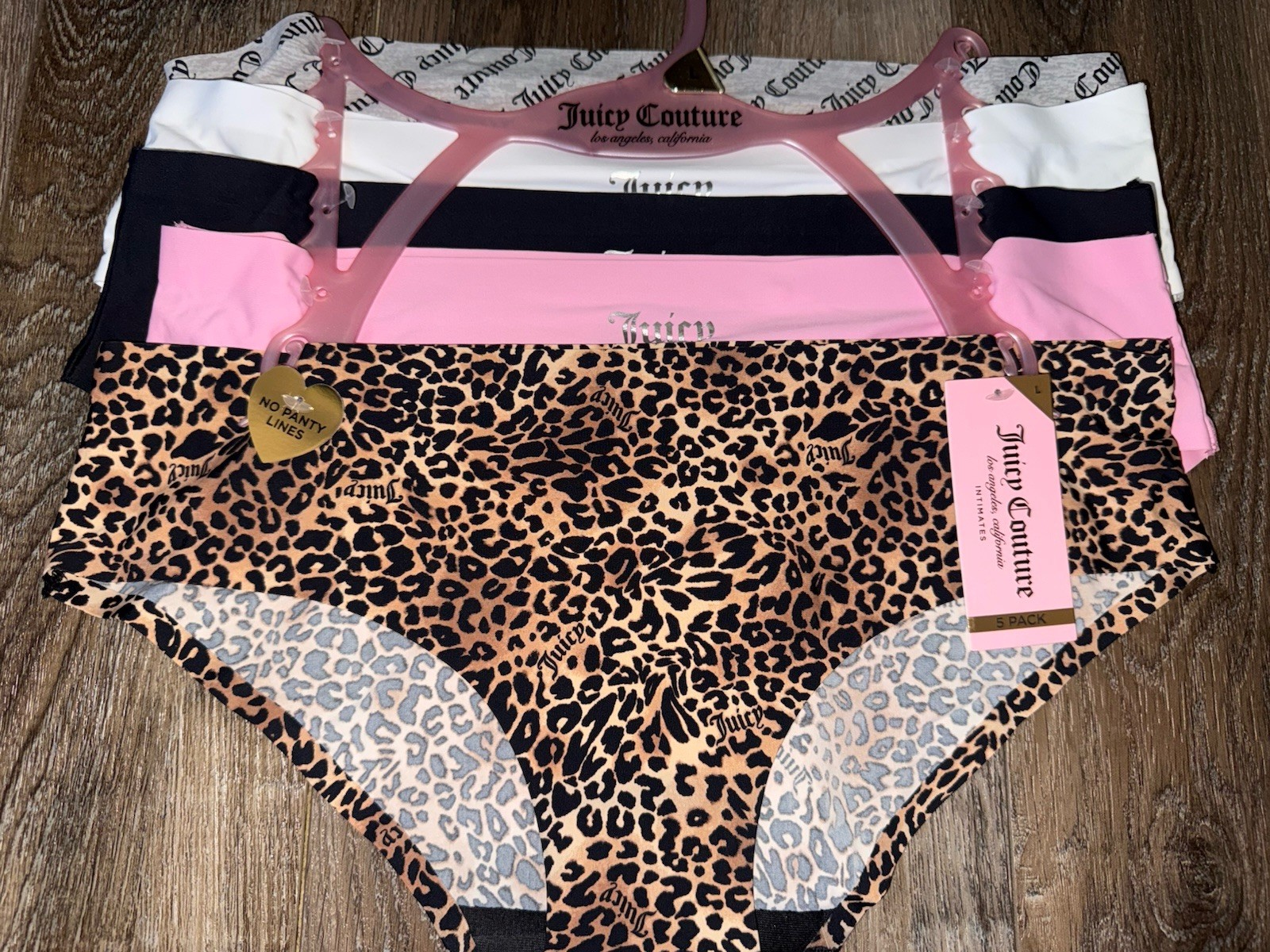Juicy Couture ~ Women’s Hipster Underwear Panties Nylon Blend 5-Pair Bonded ~ L