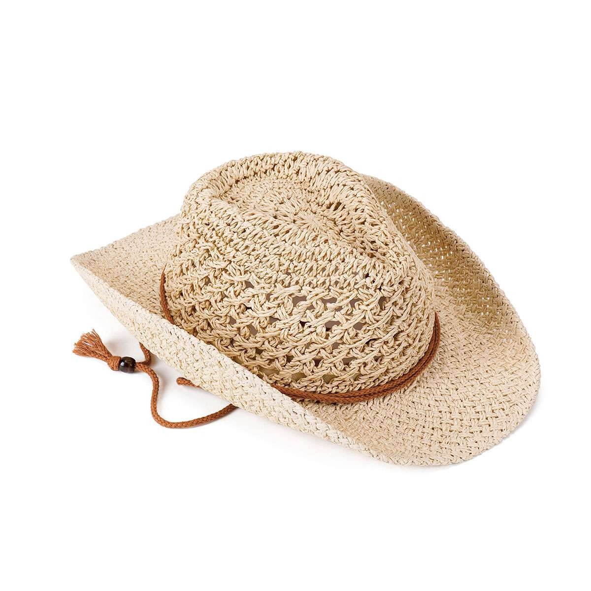 Women Men Western Cowboy Hat Straw Shapeable Wide Brim Cowgirl Summer Beach Hat