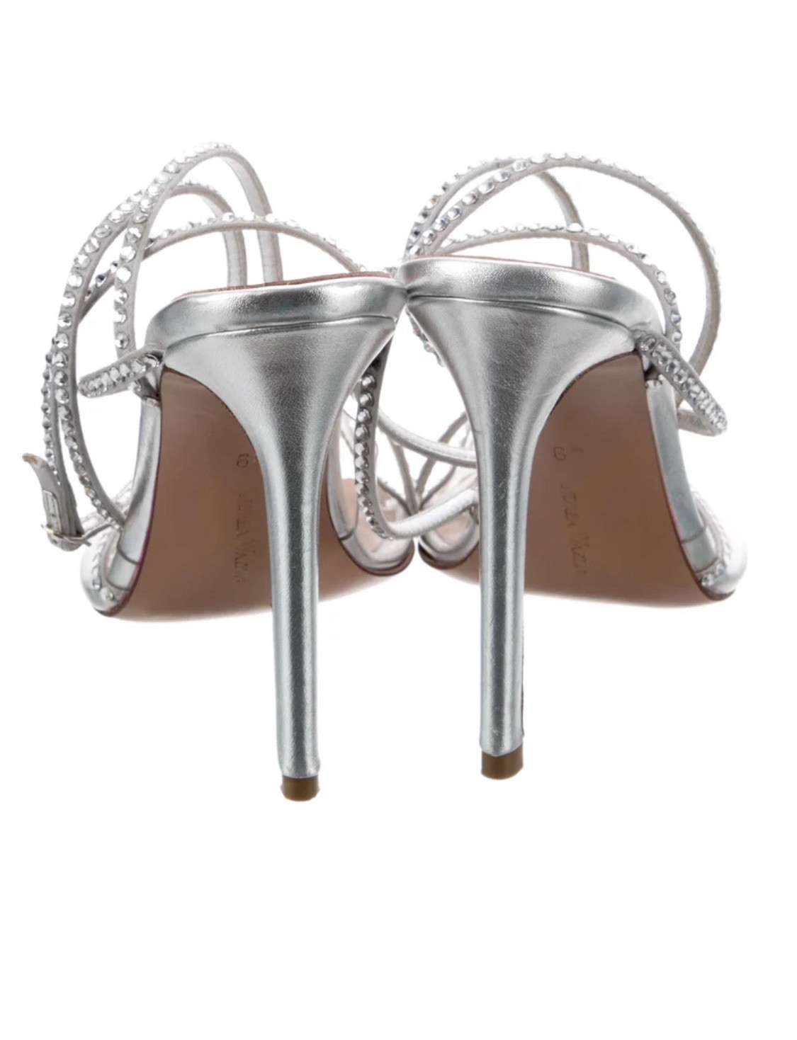 ANDREA WAZEN Silver Metallic Crystal DASSY SUNSET PVC Ankle WrapHeel EU39/8-8.5M