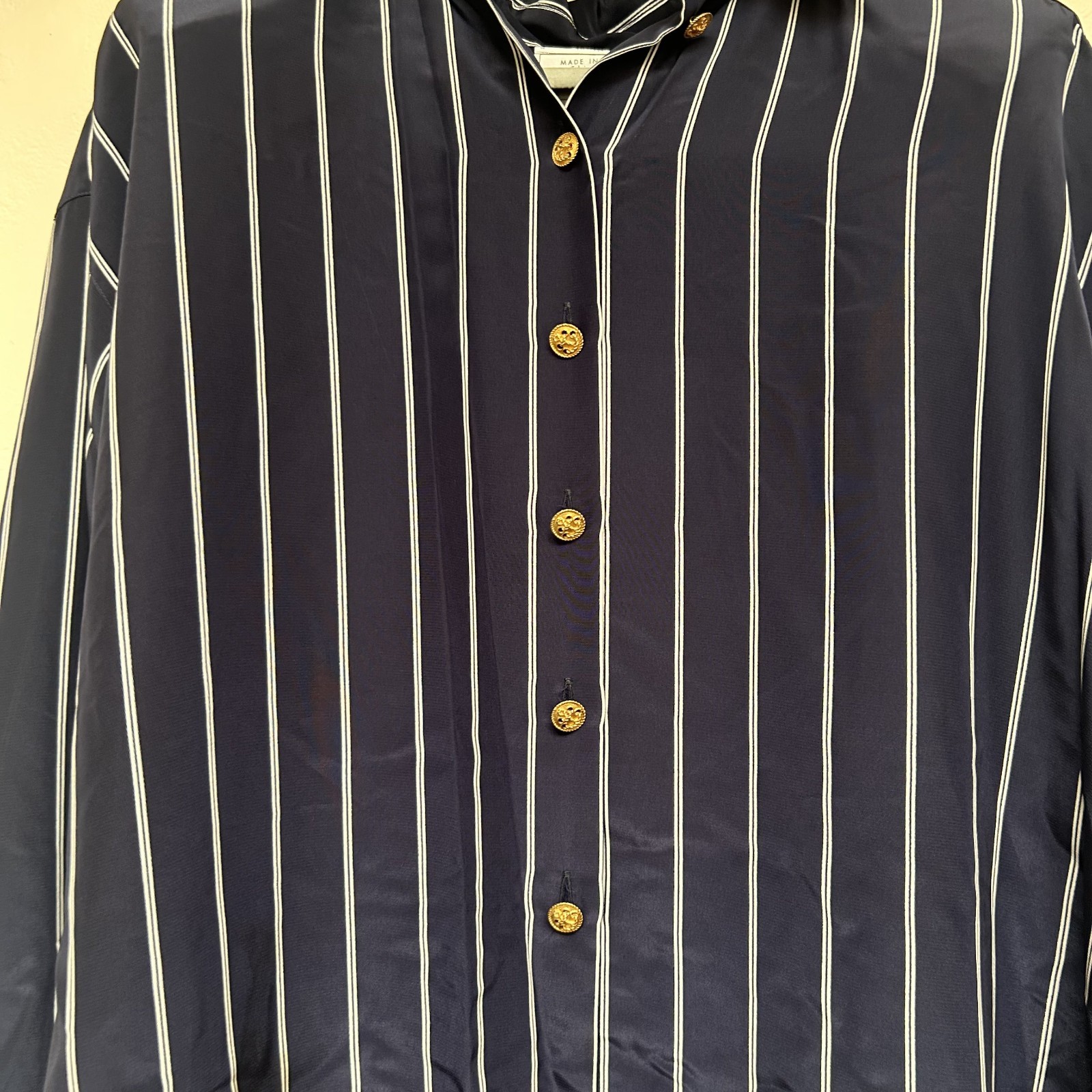 Vintage Christian Dior Boutique 1995 Navy Stripe Shirt Camisole Set FR 38