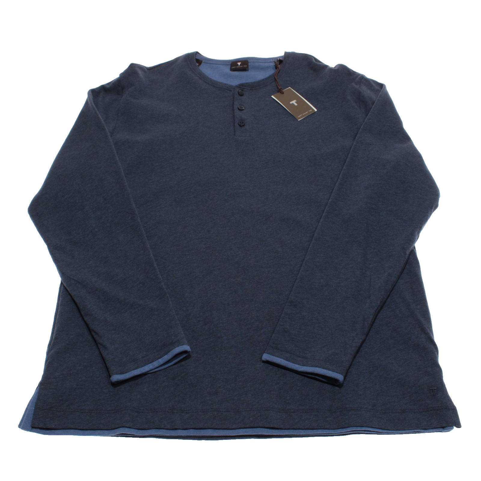 Left Coast Tee NWT Kipa Reversible Long Sleeve Henley T-Shirt Size M in Blue