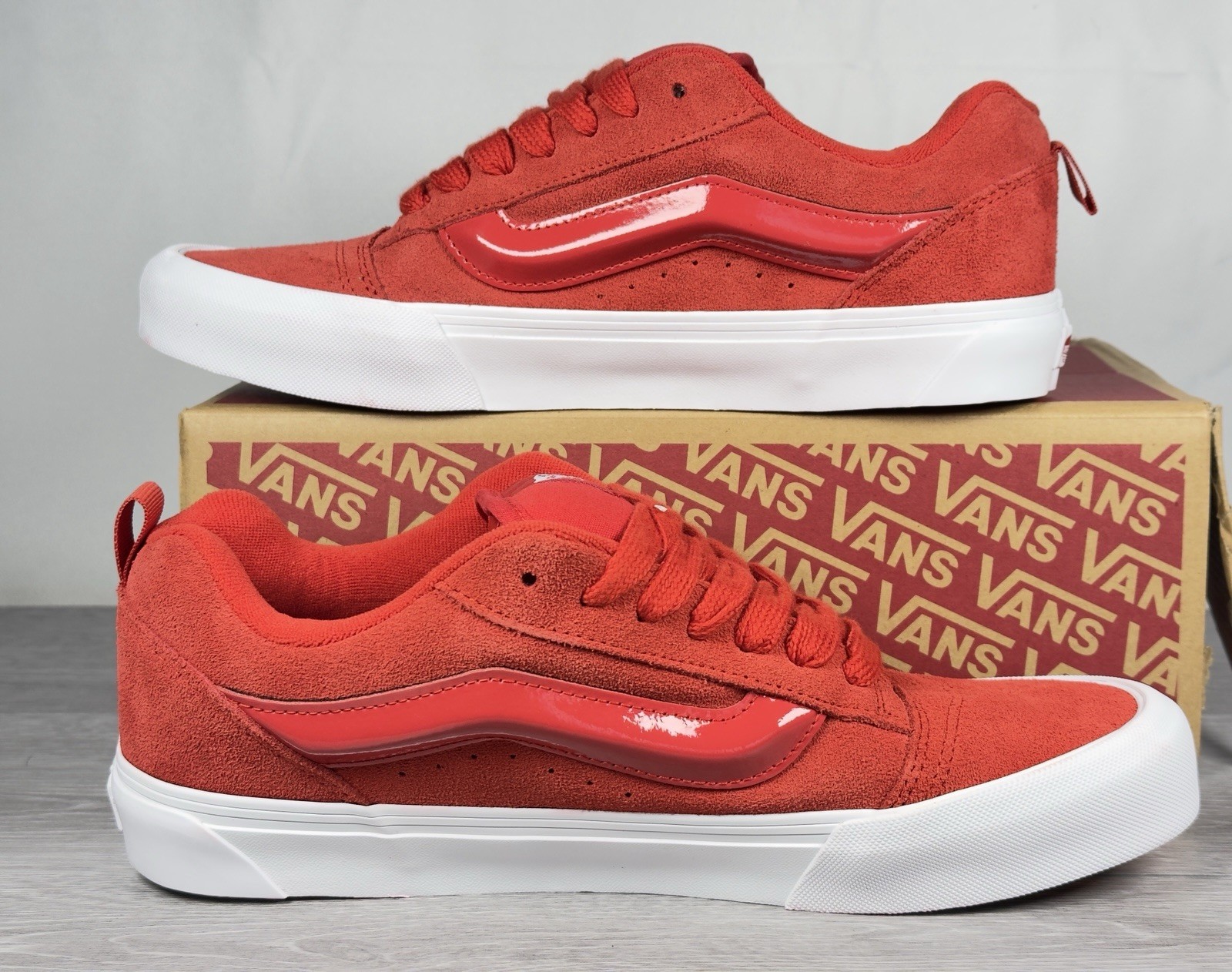 Vans Knu Skool Suede Patent Racing Red White Men’s Size 8,5 VN000EE6IZQ