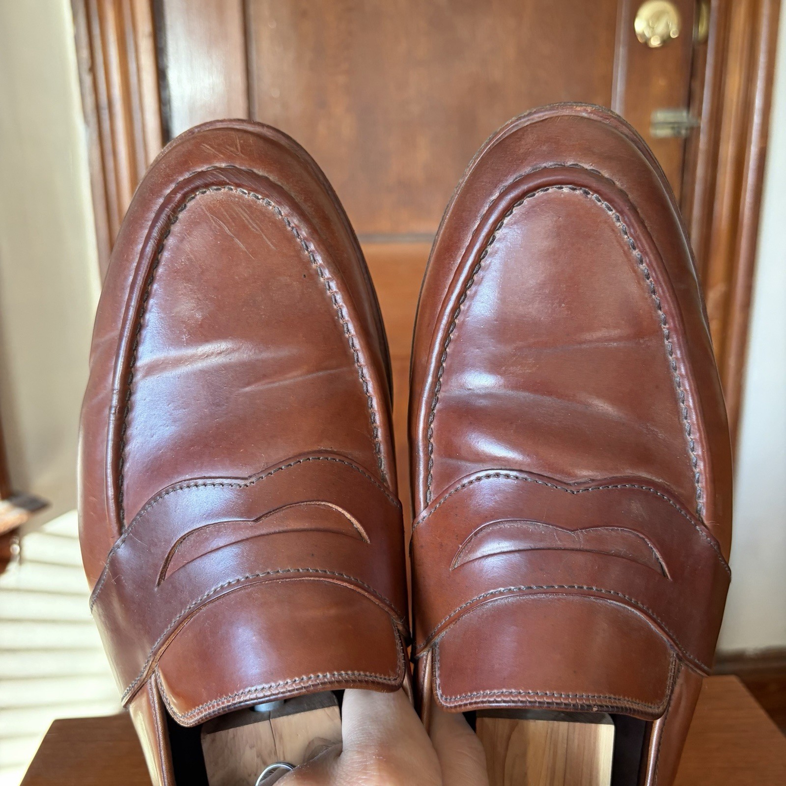 ALLEN EDMONDS 13EEE NATURAL SHELL CORDOVAN RANDOLPH LOAFERS SHOES 13 3E