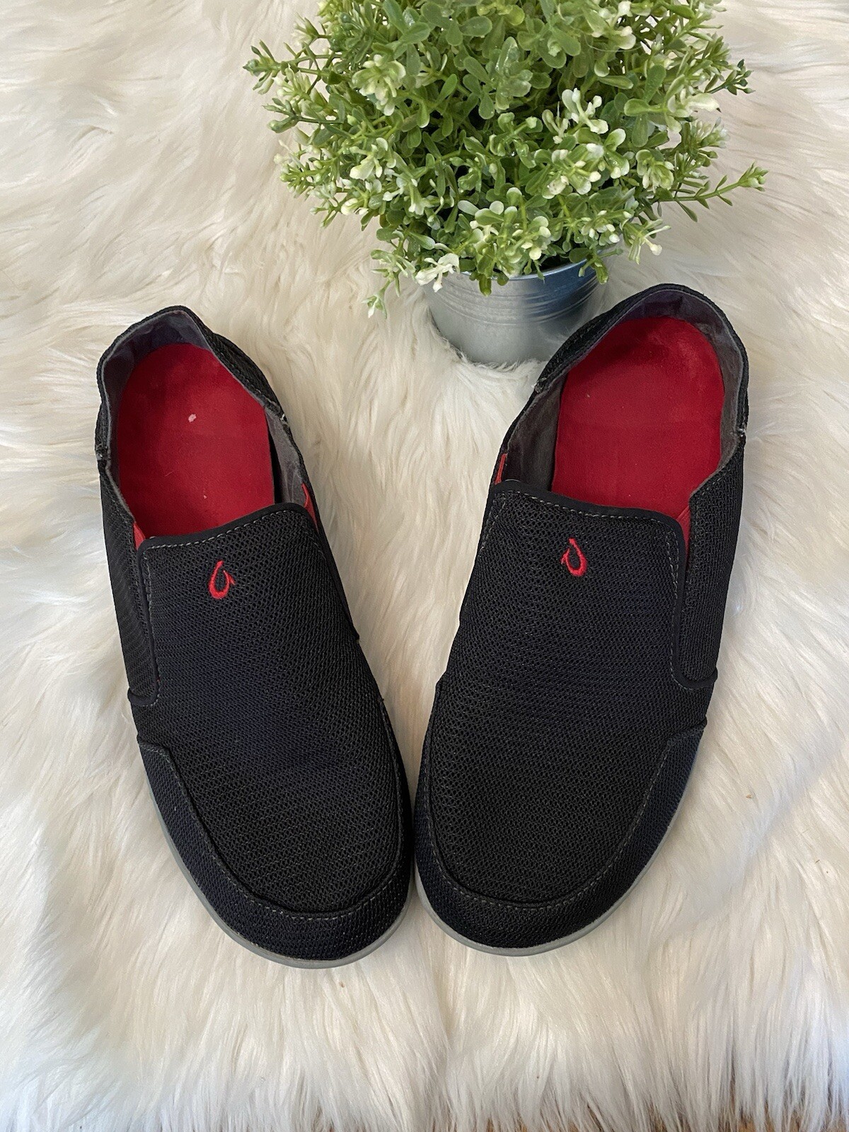 Olukai Nohea Mesh Slip On Black Shoes Collapsible Heel US Men’s Sz 11.5 EU 44.5