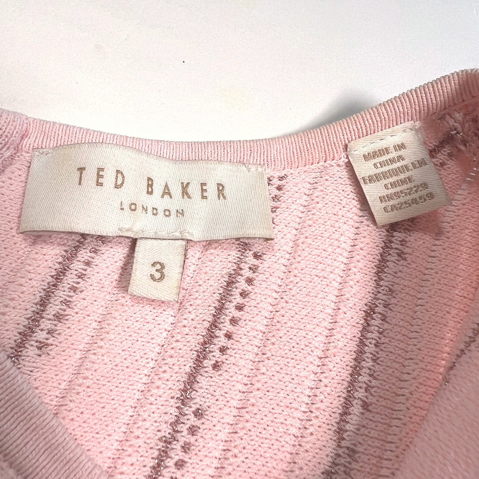 Ted Baker Vellia Flippy Knit Skate Dress Women 3 Pink Pointelle Fit Flare Pastel