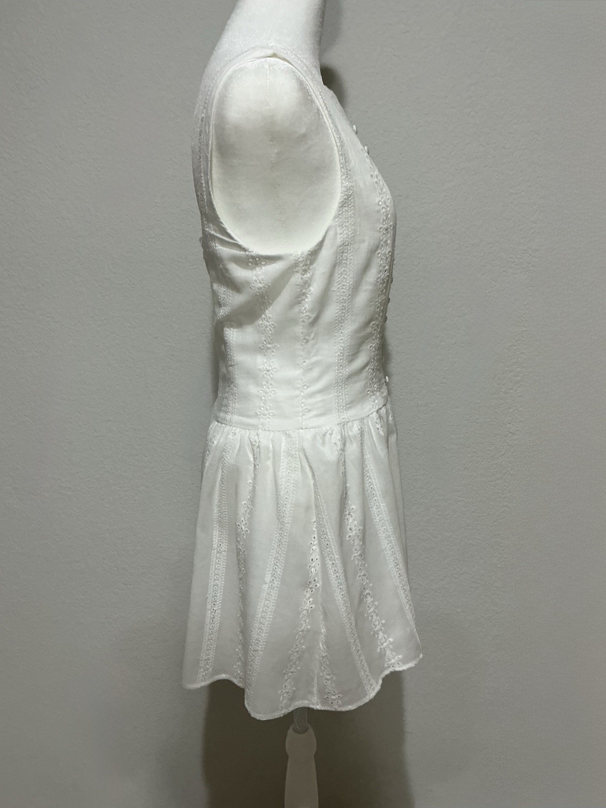 Altar’d State White Eyelet Drop Waist Mini Dress Size Medium NWT